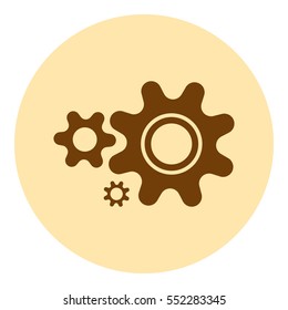 Flat paper styled icon of cogwheels. Vector illustration