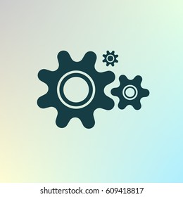 Flat paper styled icon of cogwheels. Vector illustration