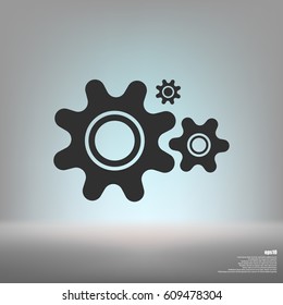 Flat paper styled icon of cogwheels. Vector illustration