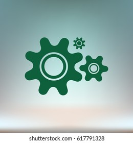 Flat paper styled icon of cogwheels. Vector illustration