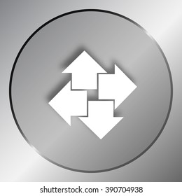 Flat paper styled icon of four arrows. Vector illustration