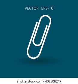 Ícone de clipe de papel plano, ilustração vetorial