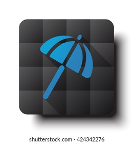 Flat Parasol icon on black app button with drop shadow