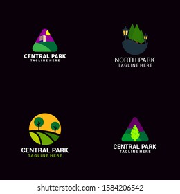 Flat Park Logo Design Vector Template