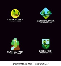 Flat Park Logo Design Vector Template