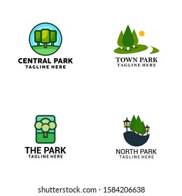 Flat Park Logo Design Vector Template