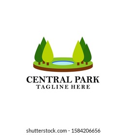 Flat Park Logo Design Vector Template