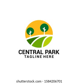 Flat Park Logo Design Vector Template