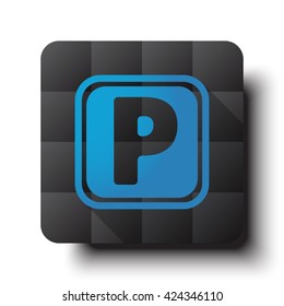 Flat Parking icon on black app button with drop shadow
