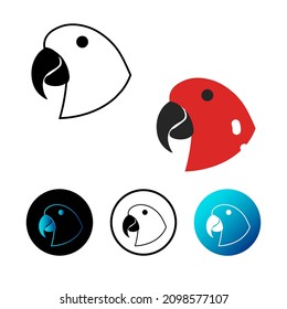 Flat Parrot Head Icon Illustration