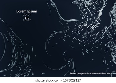 Flat particles of fluid dynamics for wallpaper design.  Holiday concept. Fashionable fluid cover design. Vector business illustration.