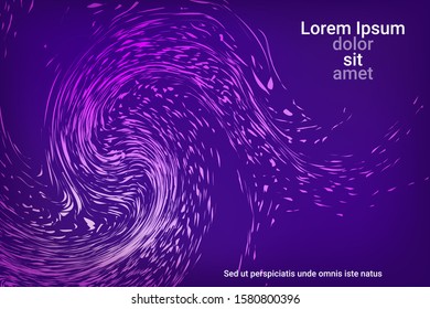 Flat particles of fluid dynamics for wallpaper design.  Abstract template.  Fashionable fluid cover design. Colorful vector illustration for poster design.