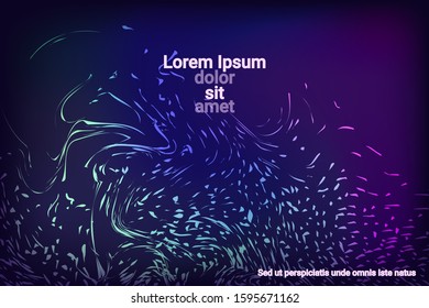 Flat particles of fluid dynamics for wallpaper design.  Abstract template.  Flat design style.  Vector business illustration.