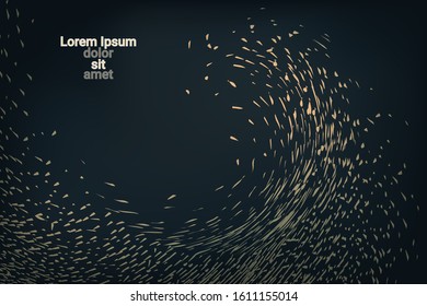 Flat particles of fluid dynamics for wallpaper design.  Abstract template.  Flat design style.  Abstract vector illustration.