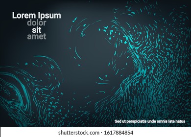 Flat particles of fluid dynamics for wallpaper design.  Abstract template.  Liquid wave modern background. Colorful vector illustration for poster design.