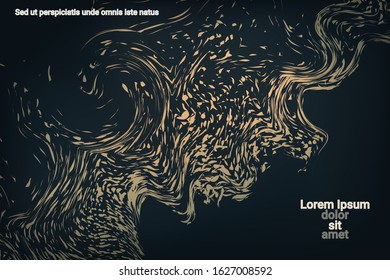 Flat particles of fluid dynamics for wallpaper design.  Holiday concept. Flat design style.  Abstract vector illustration.