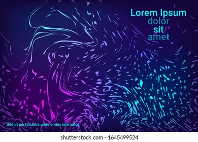 Flat particles of fluid dynamics for wallpaper design.  Abstract template.  Fashionable fluid cover design. Colorful vector illustration for poster design.