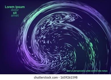 Flat particles of fluid dynamics for wallpaper design.  Abstract template.  Fashionable fluid cover design. Abstract vector illustration.