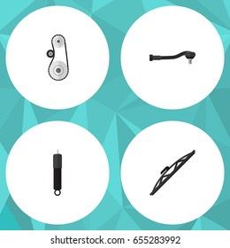 Flat Parts Set Of Input Technology, Combustion, Windshield And Other Vector Objects. Also Includes Spherical, Belt, Absorber Elements.