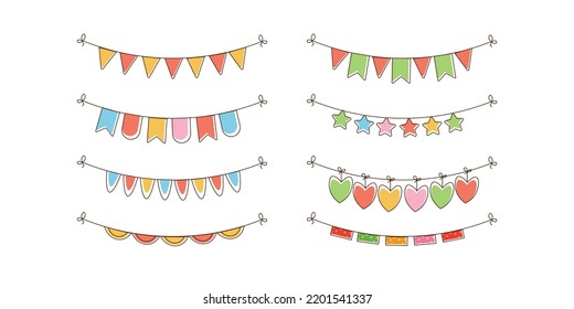Flat party garland set vector