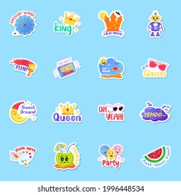 Flat Party and Halloween Sticker Vectors in Editable Style