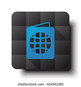 Flat Passport icon on black app button with drop shadow