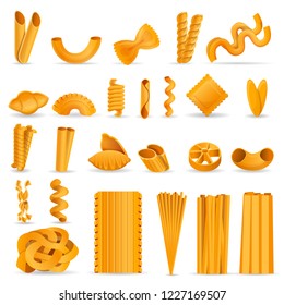 Flat pasta icon set. Cartoon set of flat pasta vector icons for web design