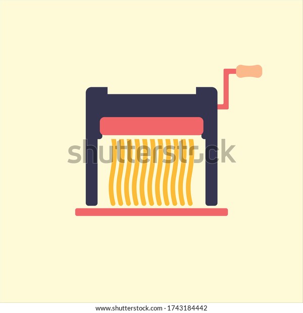 Flat\
Pasta maker machine illustration on\
lightbackground