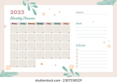 flat pastel color design vector journal monthy planner