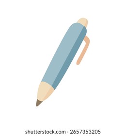 Icono pastel plano de un bolígrafo en estilo minimalista. Ideal para UI, App móviles, útiles escolares o de oficina, infografías y kits de herramientas de diseño