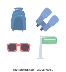 Flat Pastel Vacation Travel Image with Shapes