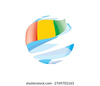 Flat of patriotic globe featuring waving Guinean flag design