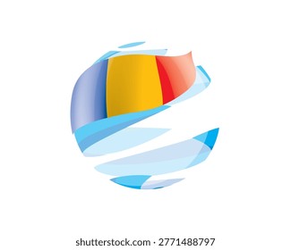 Flat of patriotic globe featuring waving Chadian flag design