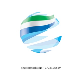 Flat of patriotic globe featuring waving Sierra Leonean flag design