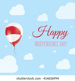 Flat Patriotic Poster for Independence Day of Greenland. Single Balloon in National Colors of Greenland Flying in the Air. Happy National Day Greeting Card. Vector illustration.