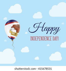 Flat Patriotic Poster for Independence Day of American Samoa. Single Balloon in National Colors of American Samoa Flying in the Air. Happy National Day Greeting Card. Vector illustration.