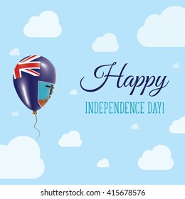Flat Patriotic Poster for Independence Day of Montserrat. Single Balloon in National Colors of Montserrat Flying in the Air. Happy National Day Greeting Card. Vector illustration.