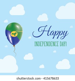 Flat Patriotic Poster for Independence Day of Christmas Island. Single Balloon in National Colors of Christmas Island Flying in the Air. Happy National Day Greeting Card. Vector illustration.