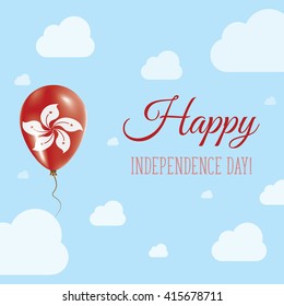 Flat Patriotic Poster for Independence Day of Hong Kong. Single Balloon in National Colors of Hong Kong Flying in the Air. Happy National Day Greeting Card. Vector illustration.