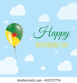 Flat Patriotic Poster for Independence Day of French Guiana. Single Balloon in National Colors of French Guiana Flying in the Air. Happy National Day Greeting Card. Vector illustration.