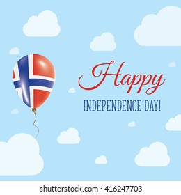 Flat Patriotic Poster for Independence Day of Bouvet Island. Single Balloon in National Colors of Bouvet Island Flying in the Air. Happy National Day Greeting Card. Vector illustration.