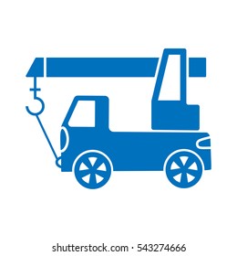 Flat pattern crane. In cars big wheels and funny lights.