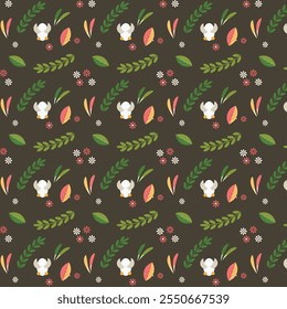 Flaches Muster-Design für die Herbstsaison, Herbsthintergrund mit Blättern Thema
