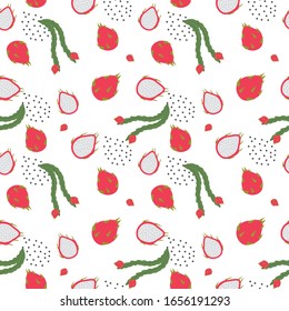 flat pattern with dragon fruits concept in the white backdrop