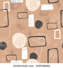 Flat Pattern Geometric Shapes and Flowers