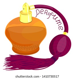 The flat pattern perfume bottle-a perfume. Pink bottle of perfume with a spray bottle .Vector