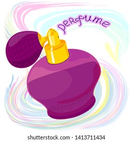 The flat pattern perfume bottle-a perfume. Pink bottle of perfume with a spray bottle .Vector