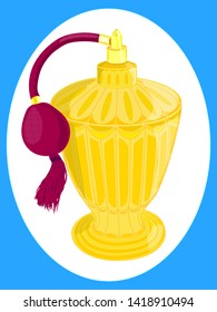 The flat pattern perfume bottle-a perfume. Pink bottle of perfume with a spray bottle .Vector