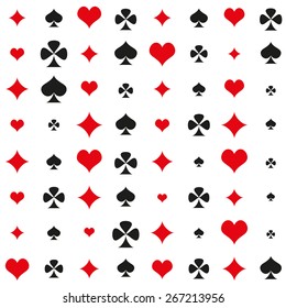 flat pattern suits of playing cards - diamond, hearts, spades and clubs