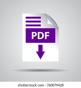 flat pdf download icon on a grey background